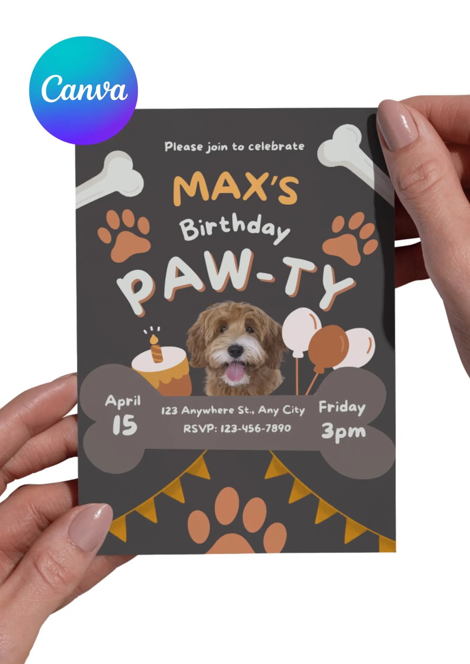 Editable Dog Birthday Invitation - Max
