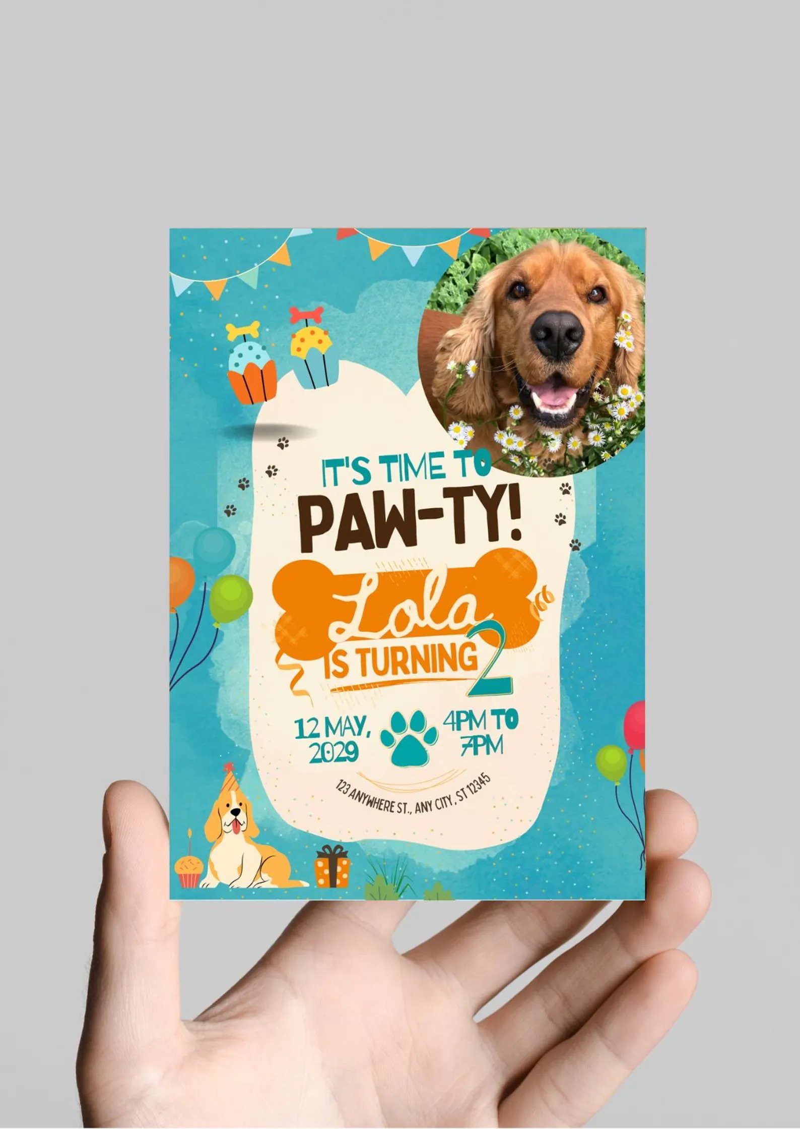 Editable Custom Pet Birthday Invite - Lola